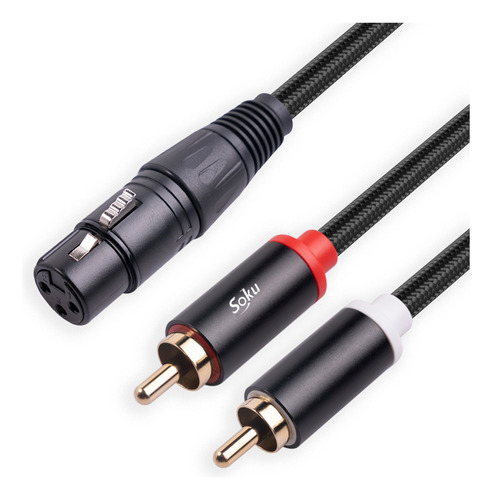 Soku Cable Xlr A 2 Rca A Mezcladora Amplificador Dj Hifi 3m