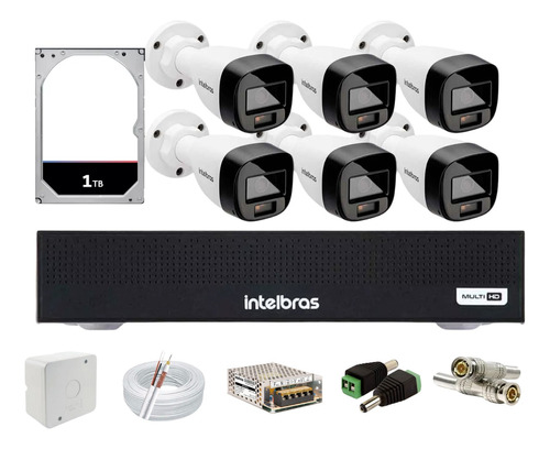 Kit Intelbras 6 Full Color Vhd 1120b Dvr 8 Mhdx 1008 C/1tb