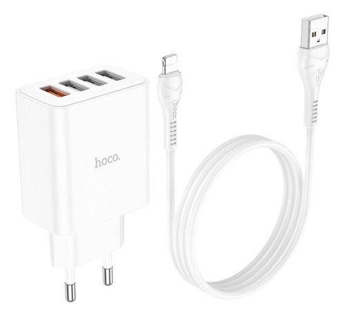 Cargador 4 Puertos Incluye Cable Usb-lightning Marca Hoco