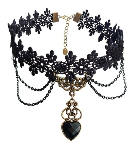 Gargantilla Gótica - Collar Chocker Vintage - Encaje Negro 