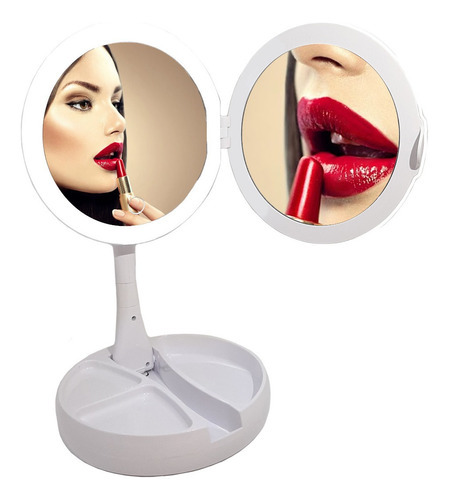 Espejo Luz Led Tactil Usb Maquillaje  Aumento Plegable