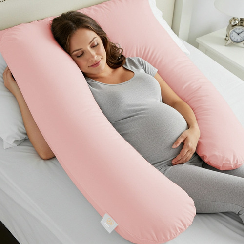Travesseiro Gestante Gigante Grávida Almofada Estampada Cor Rosa
