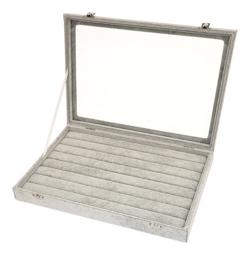Exhibidor Con Tapa Estuche Terciopelo Caja Porta Anillos