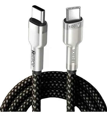 Cabo Carregador Celular Usb C Tipo C 2 Metros 100w Turbo Pro Prateado