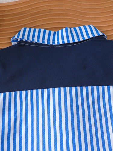 Conjunto De Camisa Y Pantalones Cortos Con Estampado De Raya