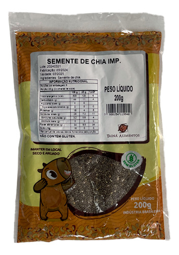 Semente De Chia 200g Tainá Alimentos