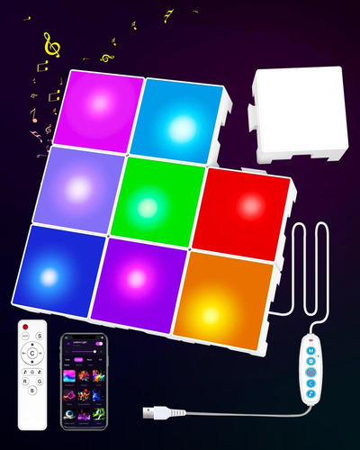 Selfila Diy Cube Tetris Luces De Pared - 9 Piezas Mini Cuadr