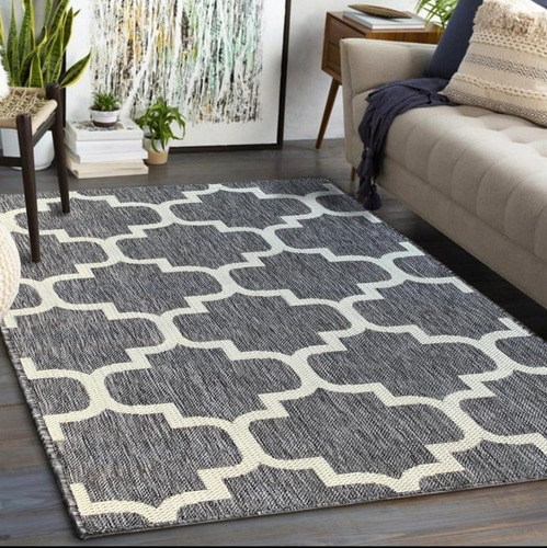 Imagen 1 de 6 de Alfombra Gris Nordica Rustica Tipo Yute Onda 100x150 Kreatex