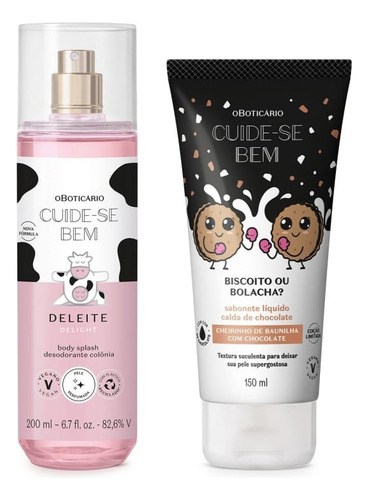 Combo Cuide-se Bem: Body Splash Deleite 200ml + Sabonete Líquido Biscoito Ou Bolacha 150mle