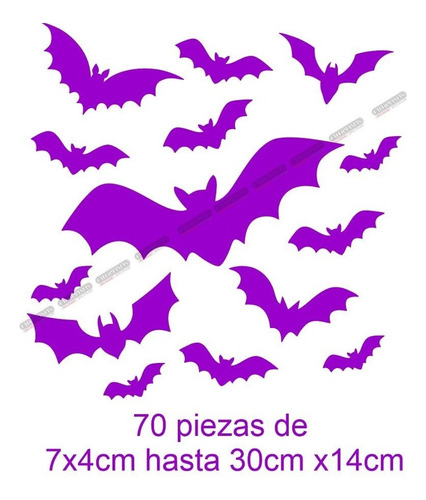 70 Murciélagos Adorno Decoración En Vinil Para Halloween