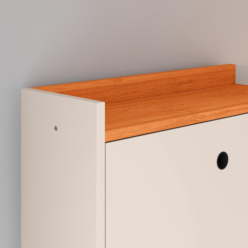Sapateira Armário 18 Pares Calçado E Mesinha Criado Quarto Cor Off white/Cinamomo