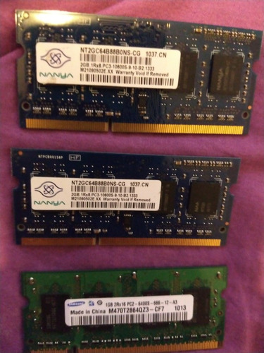 Memorias Ram 2gb Ddr3 1333 Pc3-10600s Notebook