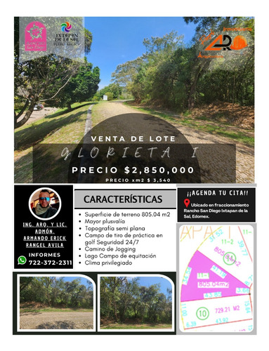 Venta Lote Glorieta 1 Justo En El Acceso Y Cerca De Amenidades Con Proyecto Incluído En Fracc Rancho San Diego Ixtapan De La Sal Edomex