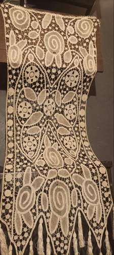 Antiguo Visillo Cortina Grande Algodón Crochet, 1935.