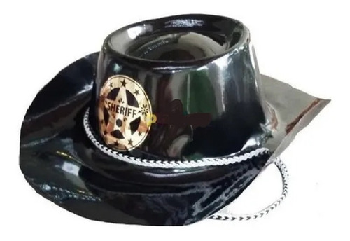 Gorro Sombrero Sheriff Cowboy Plastico Color Negro X 1
