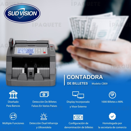 Imagen 2 de 9 de Contadora De Billetes Máquina Cuenta Dinero Detector Falsos