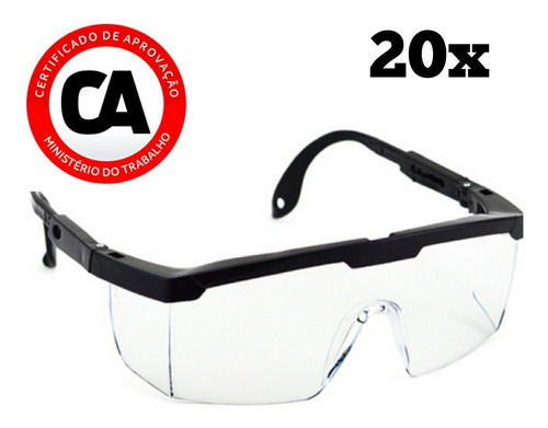 Óculos Proteção Segurança Incolor Modelo Rj Epi Kit 20 Peças