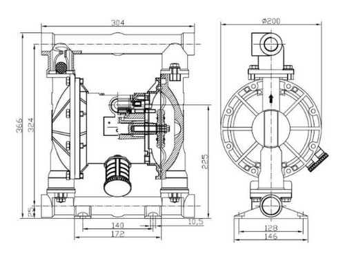 Bomba Pneumática De Diafragma Bza25al Buna 1 - 150 L/min