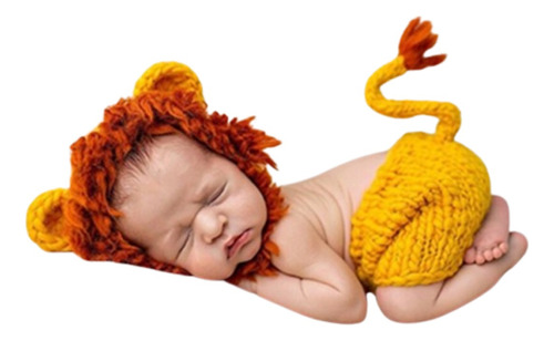 Roupa Recém Nascido Fotobook Crochê Newborn Bebê  Rei Leão 