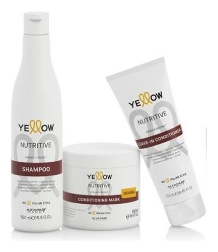  Kit Shampoo Máscara Condicionador Leave-in Yellow Nutritive