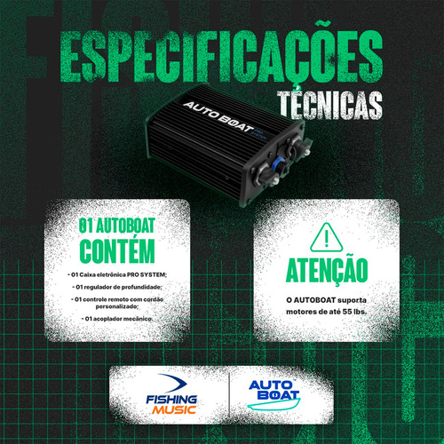 Sistema Autoboat Com Controle Sem Fio Para Motor Elétrico