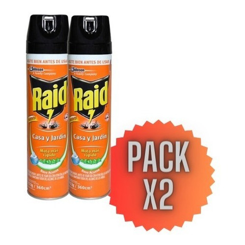 Raid Casa Y Jardín Base Acuosa -multi Insecto 360 Cc Pack X2