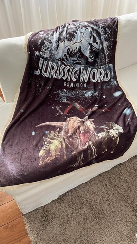 Jurassic World - Manta Polar Soft Con Flecos 1.50 X 1mts