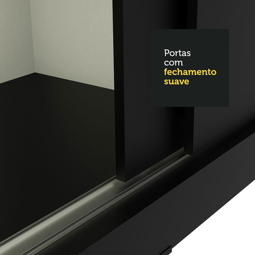 Guarda-roupa Casal Madesa Austin 4 Portas C Espelhos 3 Gav P Cor Preto