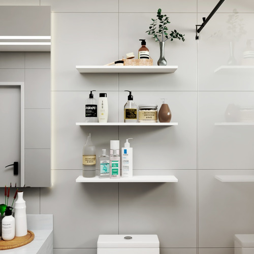 Imagem 2 de 7 de 3 Prateleiras Mdf Branca Nicho Organizador 60 Cm Sala