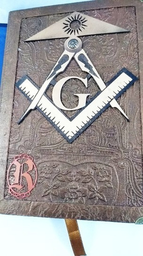 Imagem 3 de 7 de Grimório Maçom Artesanal Capa Externa Courano Azul