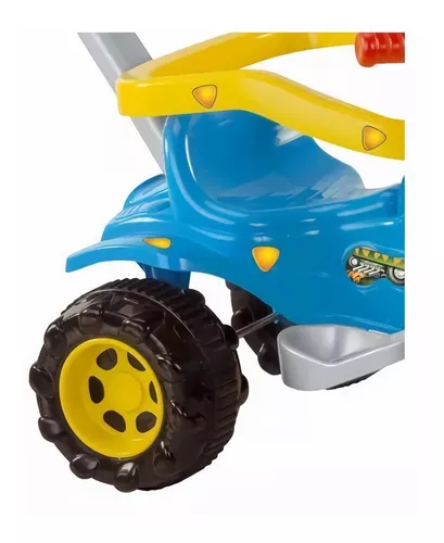 Triciclo Velotrol Motoca Infantil Empurrador Dino Azul