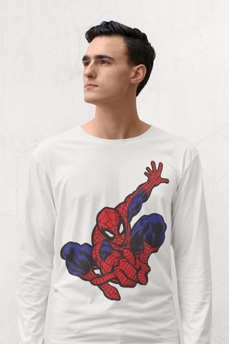 Polera Manga Larga Spiderman Araña Estampada