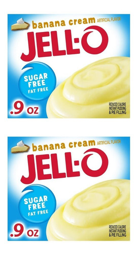 Jell-o Banana Cream Platano Pudding Pudín Sin Azucar 2 Cajas