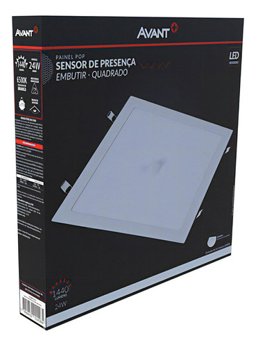 Painel Sensor De Presença 18w Embutir Quadrado Avant 6500k 110V/220V
