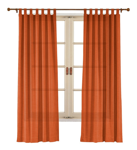 Juego Cortinas De Tela Simil Lino Terracota Presillas Vip