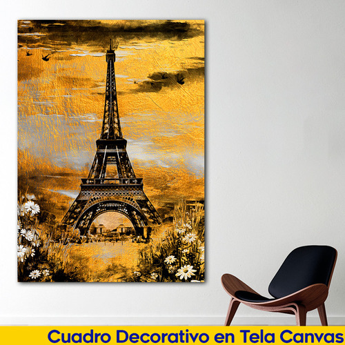 Cuadro Paris Torre Eiffel Elegante Artistico Canvas 60x90 P3