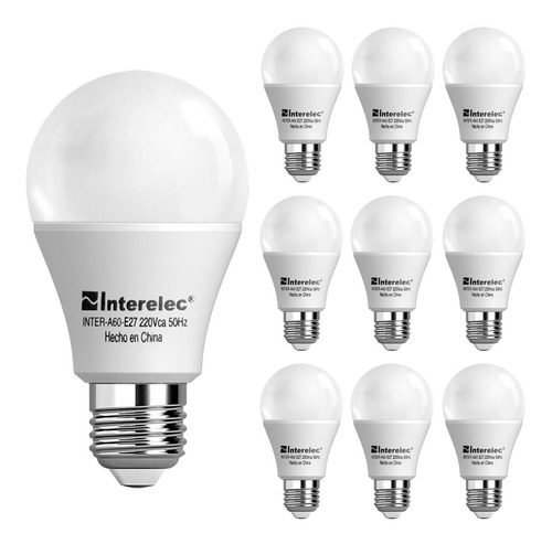 Pack 10 Lámpara Led Interelec 7w = 55w Día Fría Envío Gratis