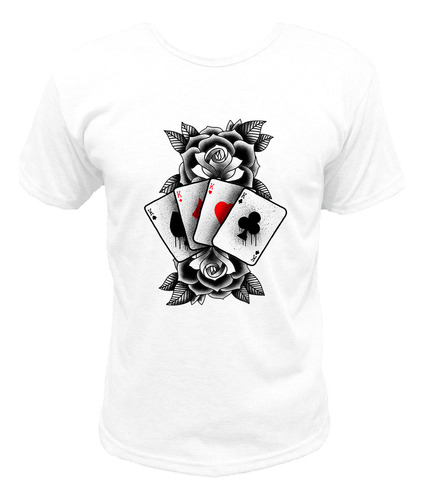 Remera Sublimada Adulto Unisex Póker Flores