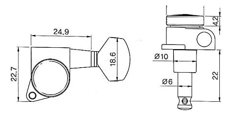 Guyker Afinadores Bloqueo Y Llave De Guitarra 3l+3r 1:18