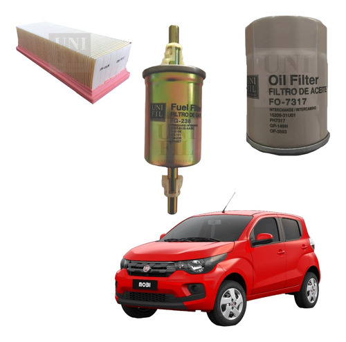 Kit De Filtros Fiat Mobi 1.0 2017-2019 Aire, Aceite Gasolina