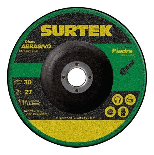 Disco T/27 Piedra 7x1/8 Pulgadas 123331 Surtek Color Verde