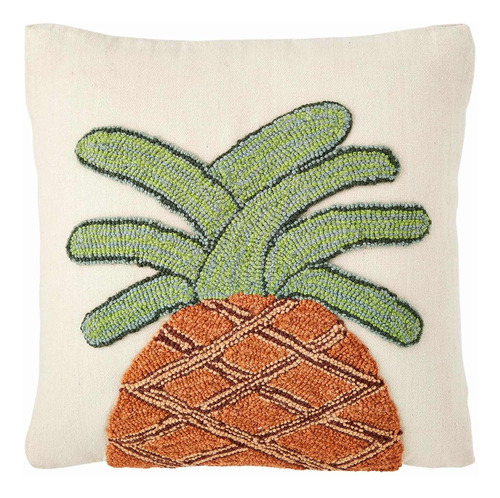 Cojín Canvas Hook Wool Pineapple, Marrón