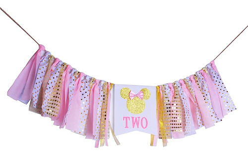 Mrmsli Minnie Mouse Highchair Banner 2nd Birthday - Pink And