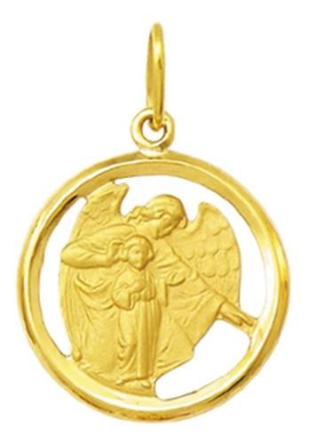 Pingente Medalha Anjo Da Guarda Ouro 18k 17mm K130