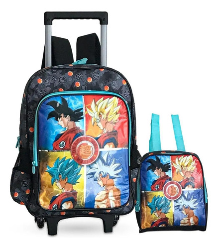 Mochila De Rodas Dragon Ball Infantil Com Lancheira Térmica