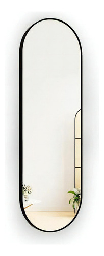 Espelho Oval Corpo Inteiro Com Moldura Metal 2,00x0,70 Luxo Cor Da Moldura Preto
