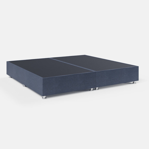 Base Cama Box De Madera Con Tapiz King Size Super Precio Color Lino Azul Marino