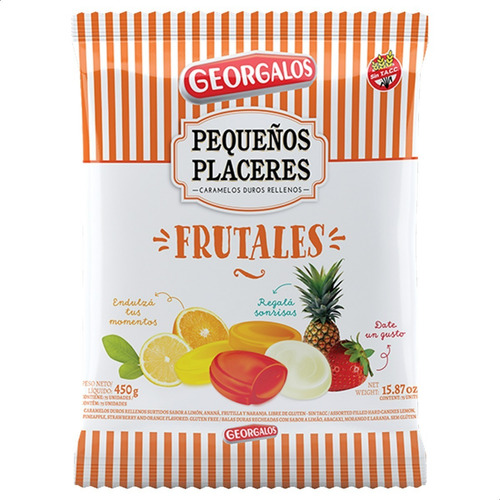 Nuevos! Caramelos Georgalos Frutales Rellenos Surtidos 450g