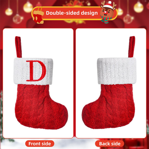 Mini Medias Navideñas De Punto Rojo Con Letra N 21.6 Cm
