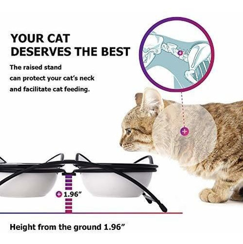Vasijas Elevadas Dispensadoras Comida Mascotas Diseño Gato